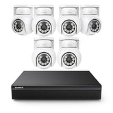 10 Channel 4K PoE Security Camera System with 6 Cameras, 8MP Outdoor Pan-Tilt IP Cameras, AI Detection, Smart Tracking, Color Night Vision, H.265+, Two-Way Audio